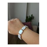 İnciora Jewelry Gerçek Barok İnci Bileklik Dikdörtgen Şekilli Hematit Taşlı