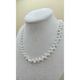 İNCİORA JEWELRY GERÇEK DOĞAL ARPA İNCİ 5-6 MM zikzak kesim Kolye Beyaz Zikzakkolye01