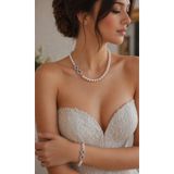 İNCİORA JEWELRY GERÇEK DOĞAL İNCİ (8-9 mm) SONSUZLUK 925 ayar GÜMÜŞ SET (KOLYE VE BİLEKLİK) Beyaz 40 cm sonsuzluk8-9