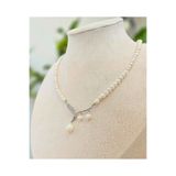 İNCİORA JEWELRY GERÇEK DOĞAL İNCİ GÜMÜŞ LALELİ KOLYE Beyaz İORA7