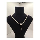 İnciora Jewelry Gerçek Doğal İnci, Gümüş Lotus Çiçek Figürlü 4-5 Mm İnci Kolye 40 Cm