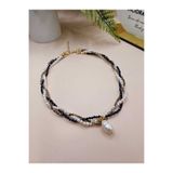 İNCİORA JEWELRY GERÇEK DOĞAL İNCİ LAPİS LAZULİ VE HEMATİT TAŞLI KOLYE 40 CM ALTIN KAPLAMA Mor MORPEMBE4-5