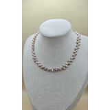 İNCİORA JEWELRY GERÇEK DOĞAL İNCİ MOR(LAVANTA) RENKLİ ZİKZAK DİZİLİM KOLYE ZİKZAKMOR