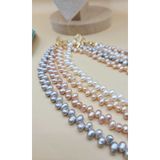 İNCİORA JEWELRY GERÇEK DOĞAL İNCİ PEMBE (SOMON) RENKLİ ZİKZAK DİZİLİM KOLYE zikzaksomon