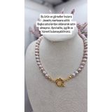 İNCİORA JEWELRY GERÇEK DOĞAL İNCİ PEMBE/MOR 8-9 mm GEMİCİ KİLİTLİ KOLYE 45 cm pembemor89