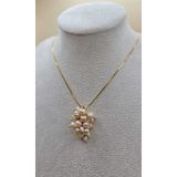 İNCİORA JEWELRY GERÇEK DOĞAL İNCİ (SOMON VE BEYAZ) BÜYÜK SALKIM KOLYE ALTIN KAPLAMA İTALYAN ZİNCİR (40 CM) SALKIMKOLYE