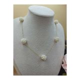 İNCİORA JEWELRY Gerçek Doğal Kum İnci 925 Ayar Gümüş Kolye 5li Top Altın 40 cm kum5litopkolye