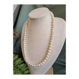 İNCİORA JEWELRY Gerçek, Doğal Premium Kalite İnci Gümüş Kolye 8-9 mm Beyaz 55 cm incigumus89mm
