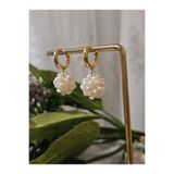 İNCİORA JEWELRY Gerçek Kum İncili Gold Halka Küpe – El Yapımı Zarif Tasarım