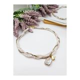 İNCİORA JEWELRY Pembe Kuvars ve Hematit Doğal Taşlı Gerçek Doğal İnci Kolye İORA23