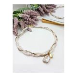 İnciora Jewelry Pembe Kuvars Ve Hematit Doğal Taşlı Gerçek Doğal İnci Kolye