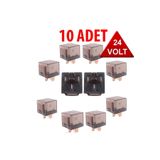 İnciroto Üniversal Röle Şeffaf 5 Uçlu 24V 10 Adet Mini Röle ( 40 Amper) Şeffaf Röle 24 Volt Ledli
