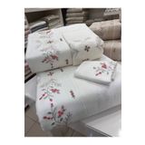 incisecrethome %100 Pamuk Saten EL İŞİ YATAK ÖRTÜSÜ VE Nevresim Takımı - Çift Kişilik / 7 PARÇA | ZERAFET
