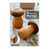 İndecor Houseware 2'li Mantar Şekilli Bambu Tuzluk ve Biberlik Seti – Doğal Ahşap Mantar Tasarımlı Baharatlık