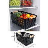 İndecor Houseware 6 Adet - Çok Amaçlı Plastik Tutacaklı Organizer Sepet Dolap İçi Çekmece Düzenleyici - Siyah
