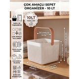 İndecor Houseware Dolap Içi Düzenleyici, Banyo, Mutfak Organizeri Kulplu Sepet, Dekoratif Saklama Kutusu, Banyo Düzenleyici Organizer 10LT - Beyaz - 1 Parça - tek ebat