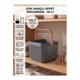 İndecor Houseware Dolap İçi Düzenleyici, Banyo, Mutfak Organizeri Kulplu Sepet, Dekoratif Saklama Kutusu, Banyo Düzenleyici Organizer 10LT