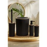 İndecor Houseware Liza 4'lü Banyo Seti Siyah - Çöp Kovası WC Fırçası Sıvı Sabunluk Diş Fırçalık
