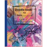 Independently published Doodle Sketchbook Book for kids with a place to write their name on cover.: size 8 x 10, 60 pages, plenty of room to draw, and at the bottom of every page, a box to tell their story
