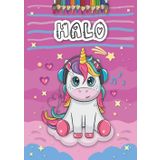 Independently published Halo: Personalized Coloring Book for Halo | Theme: Unicorn | Birthday gift for girl, daughter ... | Ages: 4-8 | 25 unicorn designs with name Halo, Large size A4 (ca. 8.5 x 11 inches)