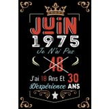 Independently published Je N'Ai Pas 48 Ans J'Ai 18 Ans Et 30 Ans D'Expérience: Cahier de notes - Journal | JUIN 1975 Joyeux anniversaire Cadeau pour hommes femmes filles garçons Anniversaire 1975 personnalisé