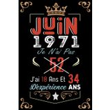 Independently published Je N'Ai Pas 52 Ans J'Ai 18 Ans Et 34 Ans D'Expérience: Cahier de notes - Journal | JUIN 1971 Joyeux anniversaire Cadeau pour hommes femmes filles garçons Anniversaire 1971 personnalisé