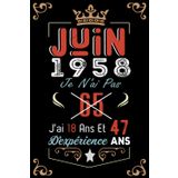 Independently published Je N'Ai Pas 65 Ans J'Ai 18 Ans Et 47 Ans D'Expérience: Cahier de notes - Journal | JUIN 1958 Joyeux anniversaire Cadeau pour hommes femmes filles garçons Anniversaire 1958 personnalisé