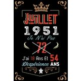 Independently published Je N'Ai Pas 72 Ans J'Ai 18 Ans Et 54 Ans D'Expérience: Cahier de notes - Journal | Juillet 1951 Joyeux anniversaire Cadeau pour hommes femmes filles ... 1951 personnalisé (French Edition)