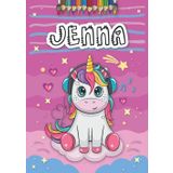 Independently published Jenna: Livre de coloriage personnalisé pour Jenna | Licorne | Cadeau d'anniversaire pour fille ... | 4 à 8 ans | 25 motifs de licorne avec le prénom Jenna, Grand format A4 (21 x 29.7 cm)