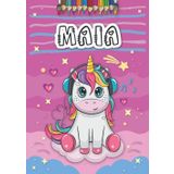 Independently published Maia: Livre de coloriage personnalisé pour Maia | Licorne | Cadeau d'anniversaire pour fille ... | 4 à 8 ans | 25 motifs de licorne avec le prénom Maia, Grand format A4 (21 x 29.7 cm)