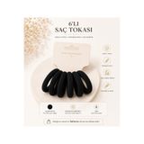 İnDerin Kadın Çocuk Lastik XL Saç Tokası 6 lı, Siyah