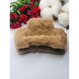 İnderin Kahverengi Peluş Mandal Toka (Büyük Boy)