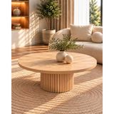 İndes Home Mona Yuvarlak 70CM Çapında Natural Renk Ahşap Orta Sehpa