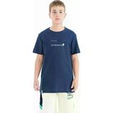 İndigo Baskı Detaylı O Yaka Standart Kalıp Erkek Çocuk T-Shirt - 11117