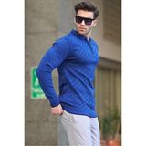 Indigo Fermuarlı Erkek Triko Kazak 6824 - İndigo - S