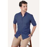 İndigo Hakim Yaka Slimfit Keten Erkek Gömlek