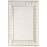 İndigo Id002g Krem Gri Klasik Çerçeveli Desen Akrilik İplik Tozuaz Pamuk Taban Salon Mutfak Halısı 80 X 150 Krem-Grı