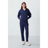 İndigo Kapüşonlu Gizli Cep Detaylı Standart Kalıp Kadın Eşofman Takımı - 95306 - 2XL - Indigo