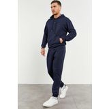 İndigo Kapüşonlu Kanguru Cep Lastik Paça Erkek Oversize Eşofman Takımı - 85117