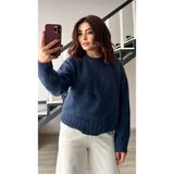 Indigo Kendinden Tüylü Triko Kazak - İndigo - Standart
