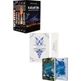 İndigo Kitap Karantina Serisi Seti-5 Kitap Takım- Ciltli Kutulu ve Gökçen Iki Kitaplık Kutulu Set Ciltli