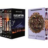 İndigo Kitap Karantina Serisi Seti-5 Kitap Takım- Ciltli Kutulu ve Medusa'nın Ölü Kumları 3 Ciltli Yan Boyalı