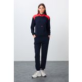 İndigo Kompakt Pamuklu Kalın Pürüzsüz Dokulu Dik Yaka Oversize Fit Kadın Eşofman Takım - 95342