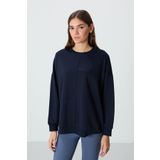 İndigo Kompakt Pamuklu Kalın Pürüzsüz Dokulu O Yaka Oversize Fit Kadın Sweatshirt - 97288