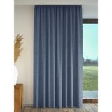 Indigo Rengi Keten Dokulu Fon Perde Ekstrafor Büzgülü - 100 x 250 cm