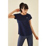 İndigo Sırt Pencereli Kısa Kol Standart Kalıp O Yaka Kadın T-Shirt - 97101