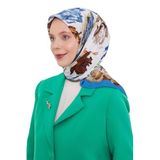 İndigo Soyut Desen Modal İpek Eşarp