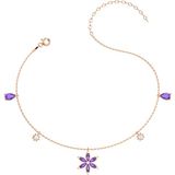 İndigo Takı Ametist Taşlı Lotus Çiçeği Rose Gümüş Halhal