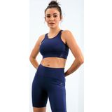 İndigo Yüksek Bel Toparlayıcı Slim Fit Büstiyer Biker Kadın Tayt Takım - 95303