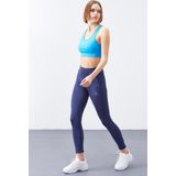 İndigo Yüksek Bel Toparlayıcı Slim Fit Dar Paça Kadın Tayt - 94568